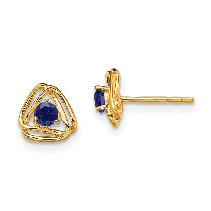 14k Created Sapphire Post Earrings-EM7395-CSA-Y
