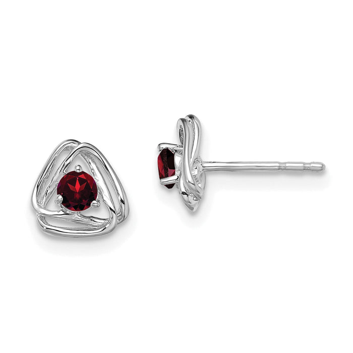 14k White Gold Garnet Post Earrings-EM7395-GA-W