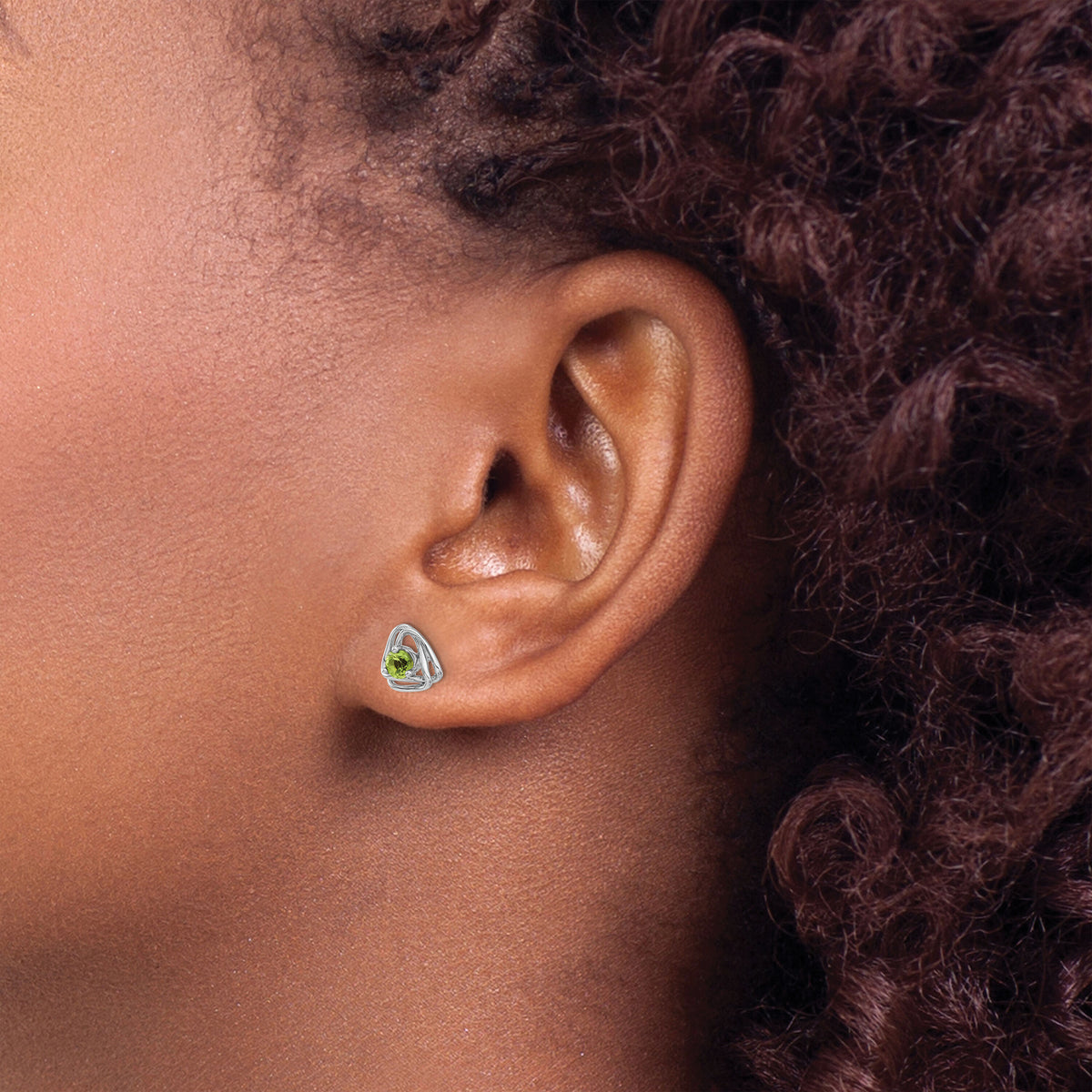 14k White Gold Peridot Post Earrings-EM7395-PE-W