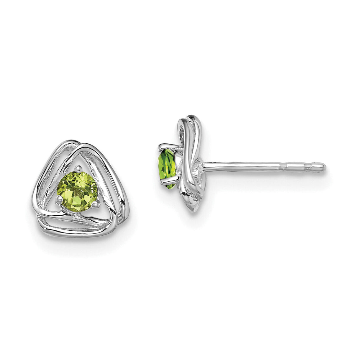 14k White Gold Peridot Post Earrings-EM7395-PE-W