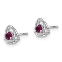 14k White Gold Rhodolite Garnet Post Earrings-EM7395-RG-W