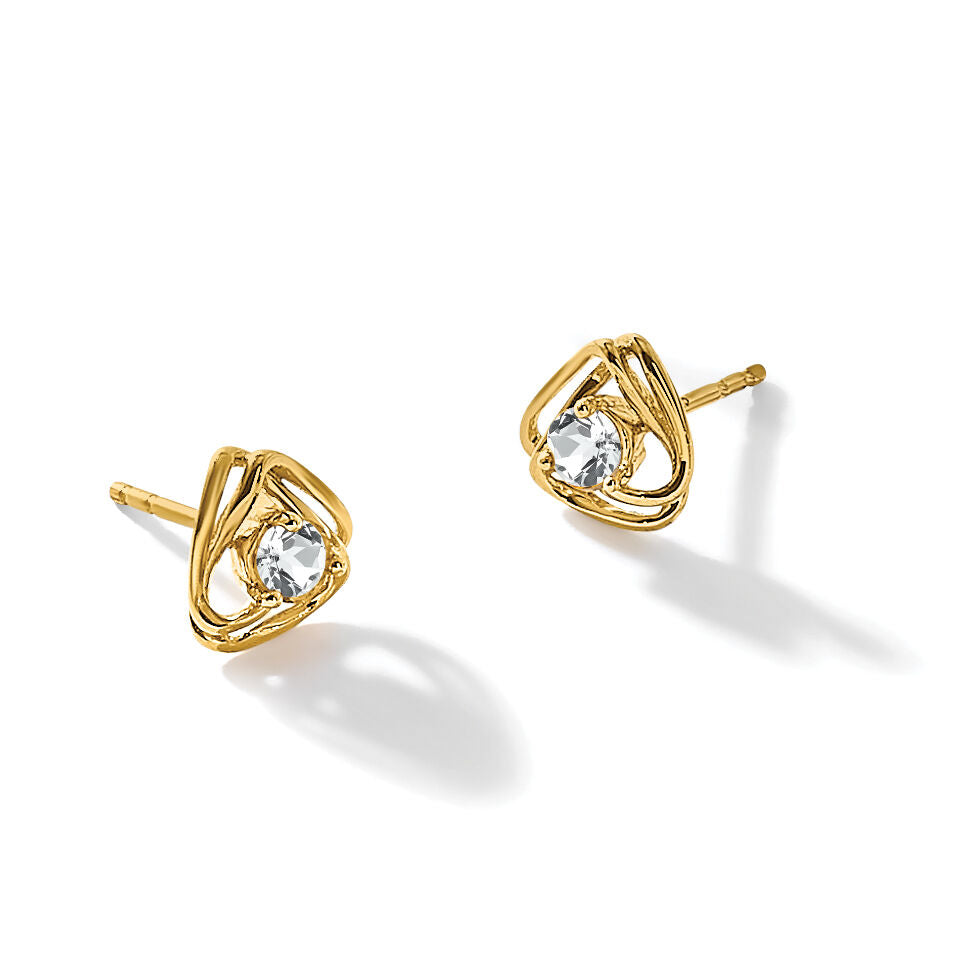 14k White Topaz Post Earrings-EM7395-WT-Y