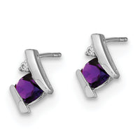 14K White Gold Cushion Amethyst and Diamond Earrings-EM7398-AM-003-WA