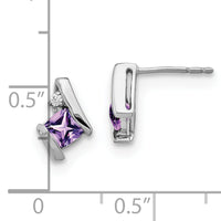 14K White Gold Cushion Amethyst and Diamond Earrings-EM7398-AM-003-WA
