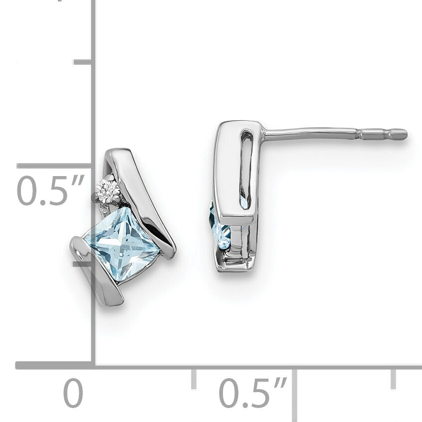 14K White Gold Cushion Aquamarine and Diamond Earrings-EM7398-AQ-003-WA