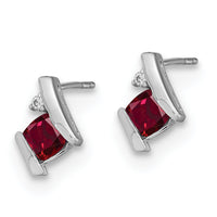 14K White Gold Cushion Cr. Ruby and Diamond Earrings-EM7398-CRU-003-WA