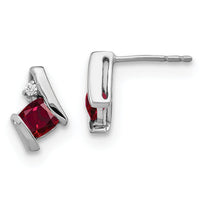 14K White Gold Cushion Cr. Ruby and Diamond Earrings-EM7398-CRU-003-WA