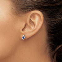 14K White Gold Cushion Cr. Sapphire and Diamond Earrings-EM7398-CSA-003-WA