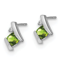 14K White Gold Cushion Peridot and Diamond Earrings-EM7398-PE-003-WA