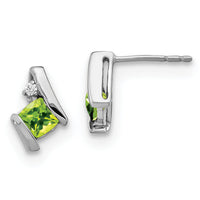 14K White Gold Cushion Peridot and Diamond Earrings-EM7398-PE-003-WA
