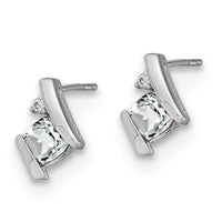 14K White Gold Cushion White Topaz and Diamond Earrings-EM7398-WT-003-WA