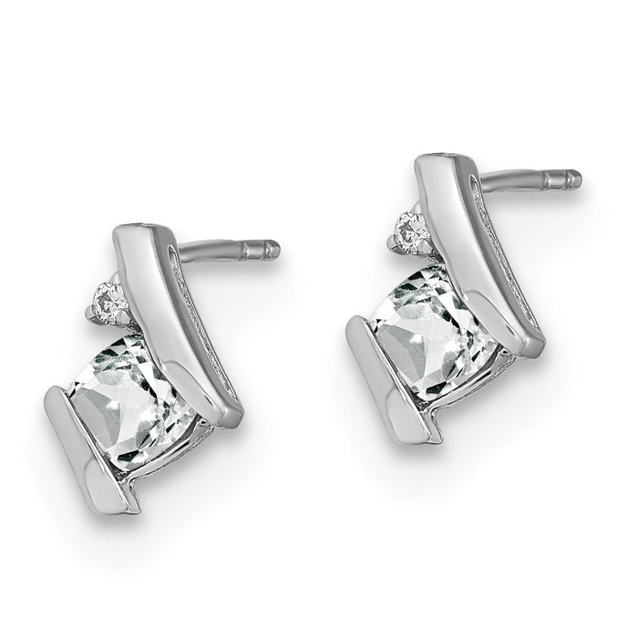 14K White Gold Cushion White Topaz and Diamond Earrings-EM7398-WT-003-WA