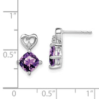 14k White Gold Amethyst and Diamond Heart Earrings-EM7399-AM-002-WA