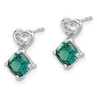 14k White Gold Created Alexandrite and Diamond Heart Earrings-EM7399-CA-002-WA