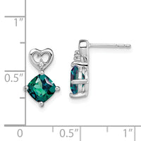 14k White Gold Created Alexandrite and Diamond Heart Earrings-EM7399-CA-002-WA