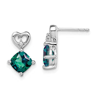 14k White Gold Created Alexandrite and Diamond Heart Earrings-EM7399-CA-002-WA