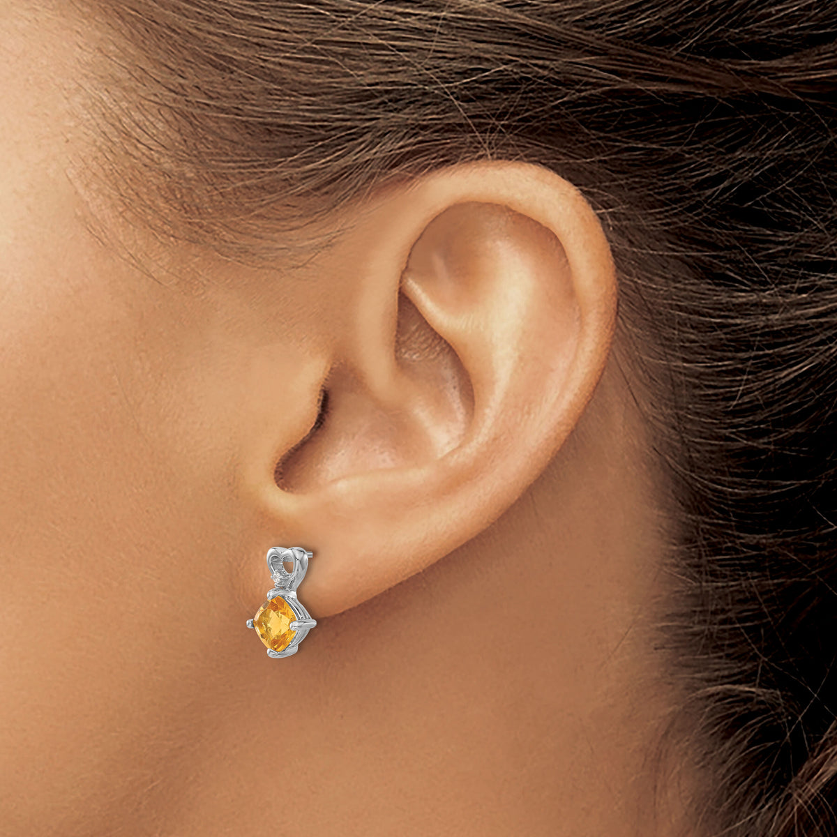 14k White Gold Citrine and Diamond Heart Earrings-EM7399-CI-002-WA