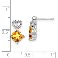 14k White Gold Citrine and Diamond Heart Earrings-EM7399-CI-002-WA