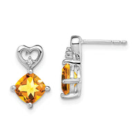 14k White Gold Citrine and Diamond Heart Earrings-EM7399-CI-002-WA