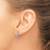 14k White Gold Created Pink Sapphire and Diamond Heart Earrings-EM7399-CPS-002-WA