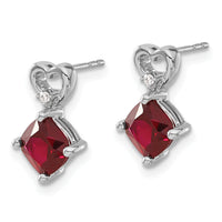 14k White Gold Created Ruby and Diamond Heart Earrings-EM7399-CRU-002-WA