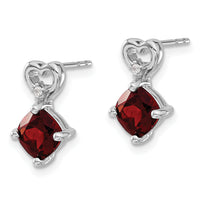 14k White Gold Garnet and Diamond Heart Earrings-EM7399-GA-002-WA