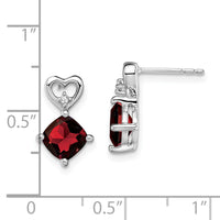 14k White Gold Garnet and Diamond Heart Earrings-EM7399-GA-002-WA