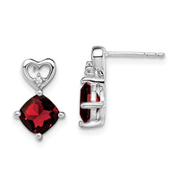 14k White Gold Garnet and Diamond Heart Earrings-EM7399-GA-002-WA