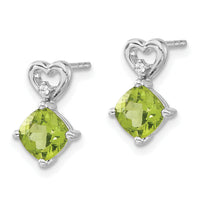 14k White Gold Peridot and Diamond Heart Earrings-EM7399-PE-002-WA