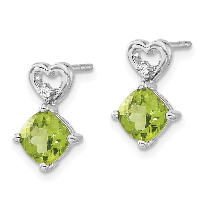 14k White Gold Peridot and Diamond Heart Earrings-EM7399-PE-002-WA