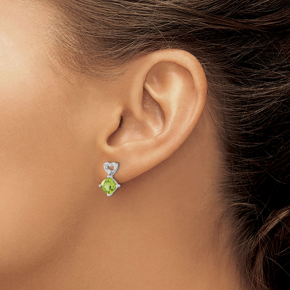 14k White Gold Peridot and Diamond Heart Earrings-EM7399-PE-002-WA