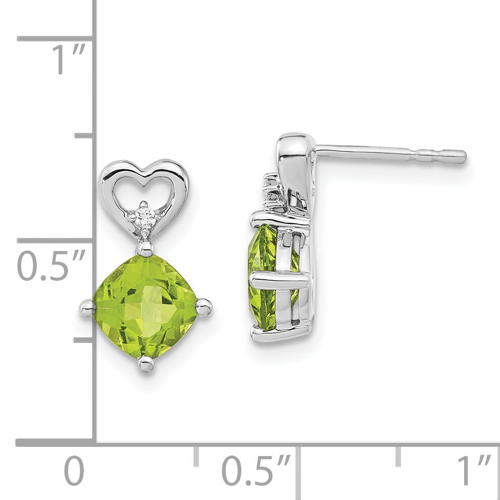 14k White Gold Peridot and Diamond Heart Earrings-EM7399-PE-002-WA