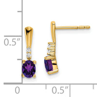 14K Oval Amethyst and Diamond Dangle Earrings-EM7407-AM-004-YA