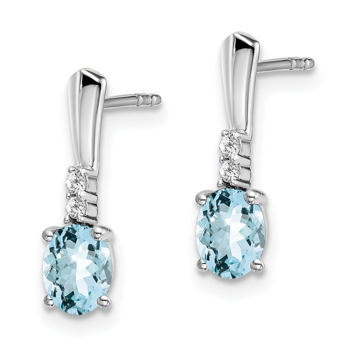 14k White Gold Oval Aquamarine and Diamond Dangle Earrings-EM7407-AQ-004-WA