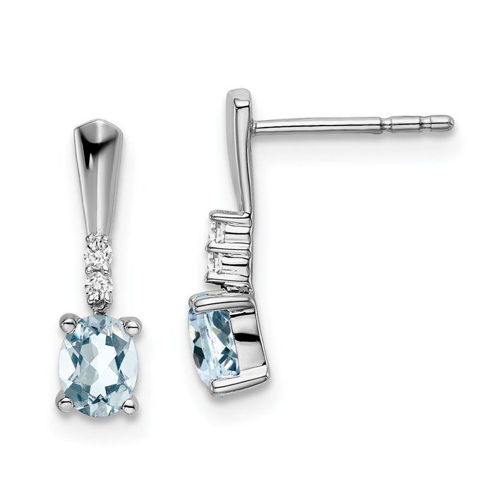 14k White Gold Oval Aquamarine and Diamond Dangle Earrings-EM7407-AQ-004-WA