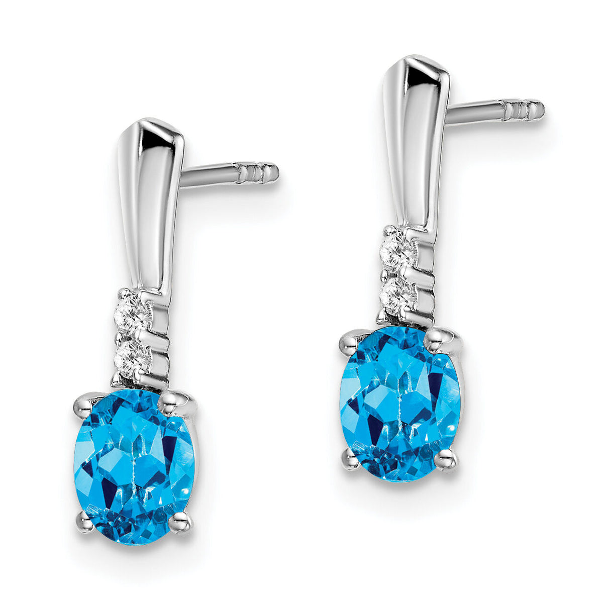 14k White Gold Oval Blue Topaz and Diamond Dangle Earrings-EM7407-BT-004-WA