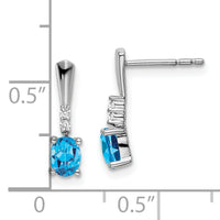 14k White Gold Oval Blue Topaz and Diamond Dangle Earrings-EM7407-BT-004-WA