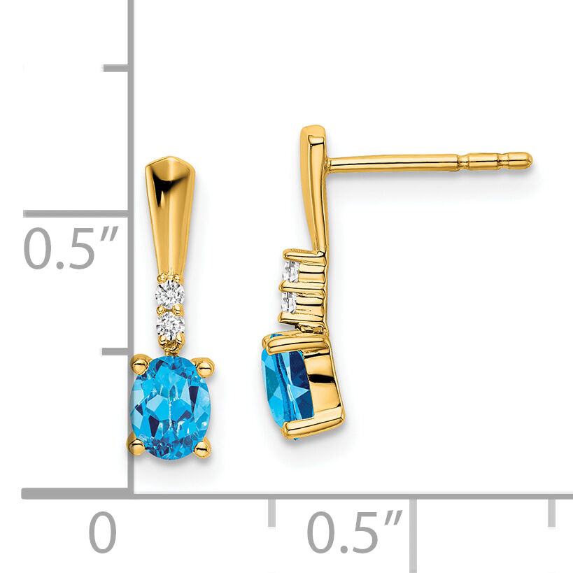 14K Oval Blue Topaz and Diamond Dangle Earrings-EM7407-BT-004-YA