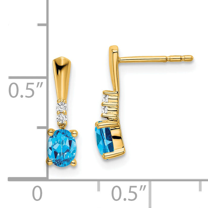 14K Oval Blue Topaz and Diamond Dangle Earrings-EM7407-BT-004-YA