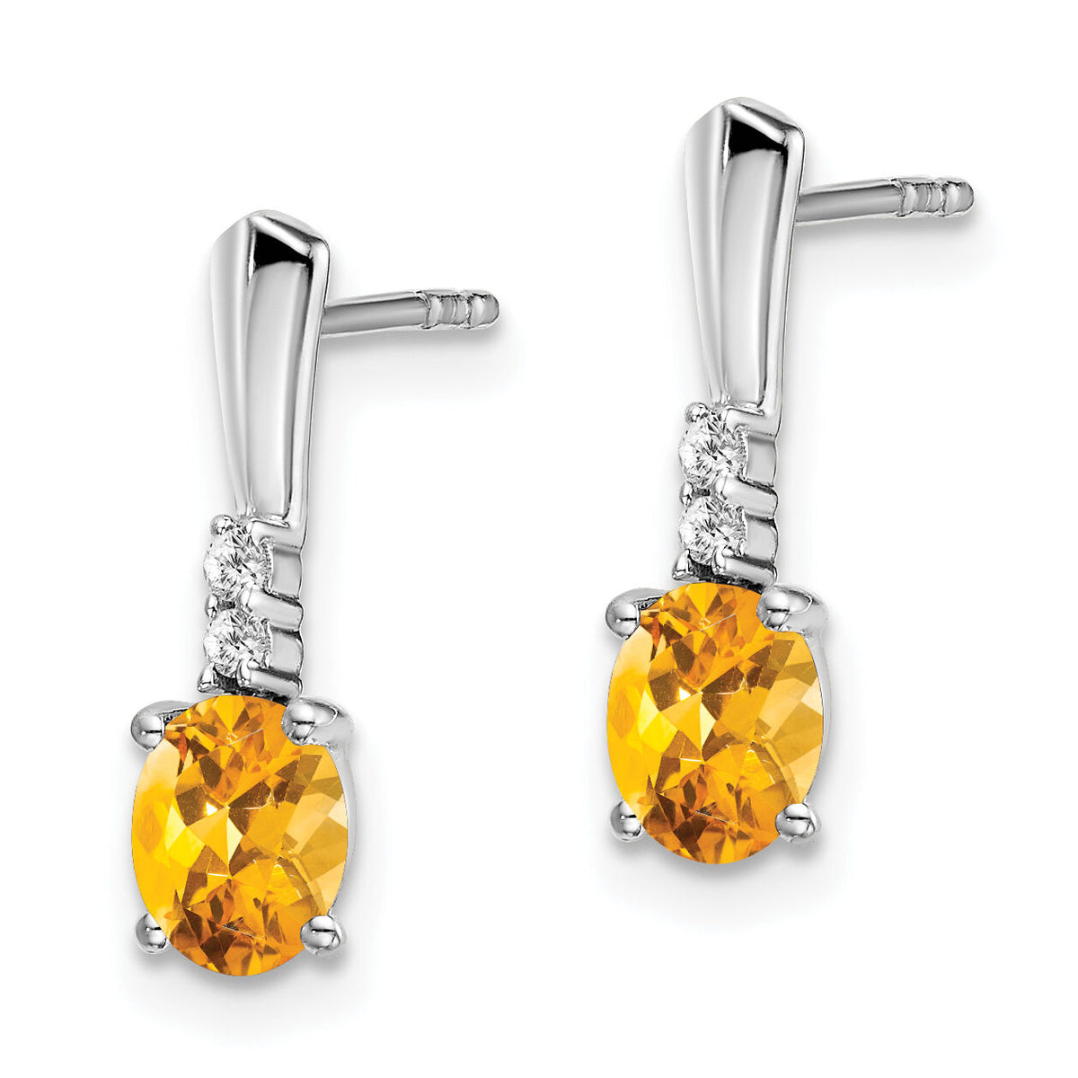 14k White Gold Oval Citrine and Diamond Dangle Earrings-EM7407-CI-004-WA