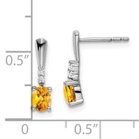 14k White Gold Oval Citrine and Diamond Dangle Earrings-EM7407-CI-004-WA