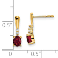 14K Oval Created Ruby and Diamond Dangle Earrings-EM7407-CRU-004-YA