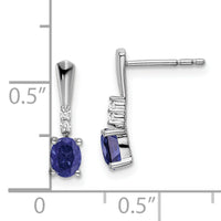 14k White Gold Oval Created Sapphire and Diamond Dangle Earrings-EM7407-CSA-004-WA