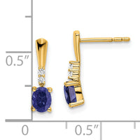 14K Oval Created Sapphire and Diamond Dangle Earrings-EM7407-CSA-004-YA