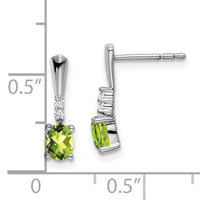 14k White Gold Oval Peridot and Diamond Dangle Earrings-EM7407-PE-004-WA