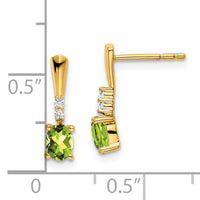 14K Oval Peridot and Diamond Dangle Earrings-EM7407-PE-004-YA