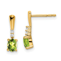 14K Oval Peridot and Diamond Dangle Earrings-EM7407-PE-004-YA