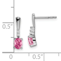 14k White Gold Oval Pink Tourmaline and Diamond Dangle Earrings-EM7407-PT-004-WA