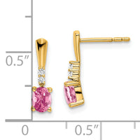 14K Oval Pink Tourmaline and Diamond Dangle Earrings-EM7407-PT-004-YA