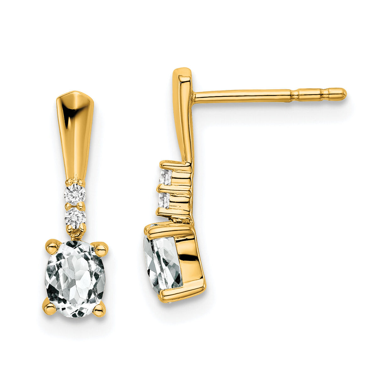 14K Oval White Topaz and Diamond Dangle Earrings-EM7407-WT-004-YA